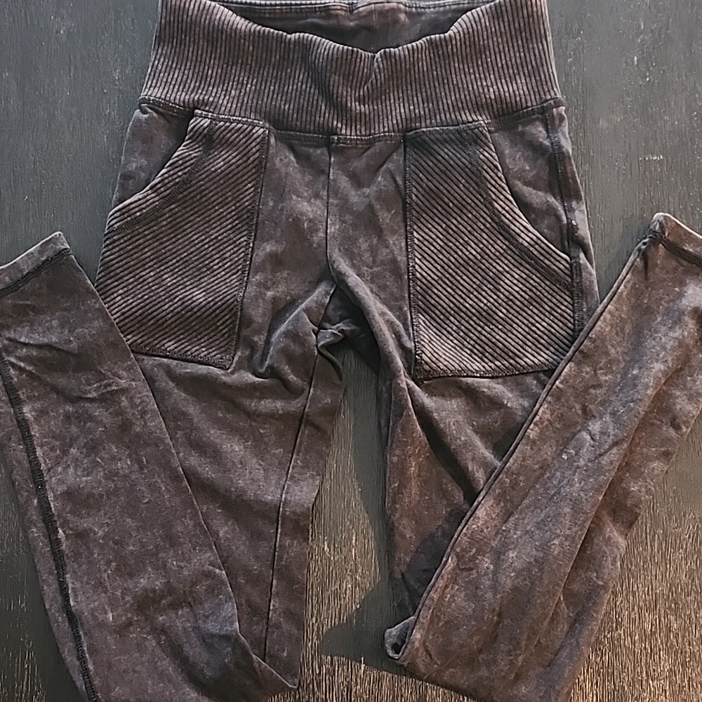 Womens Charcoal Ribbed Leggings